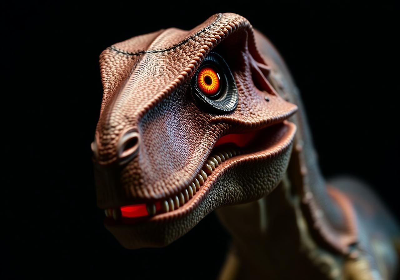 Animatronic velociraptor head