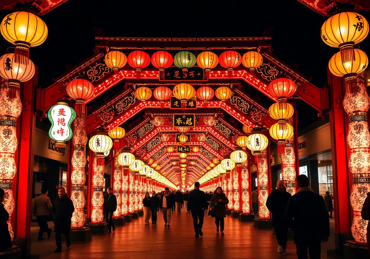 Tunnel of lanterns at festival
