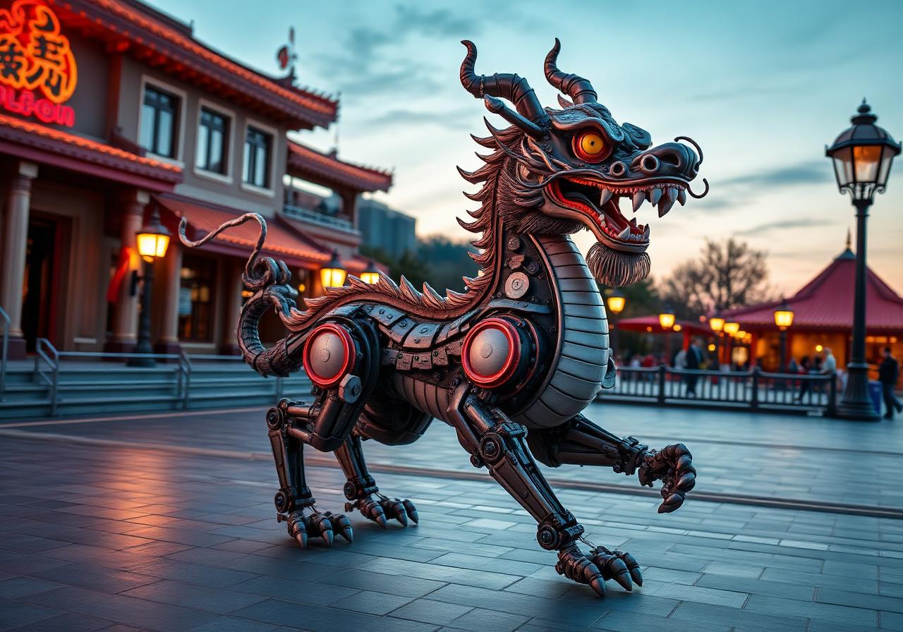 Mechanical qilin sculpture