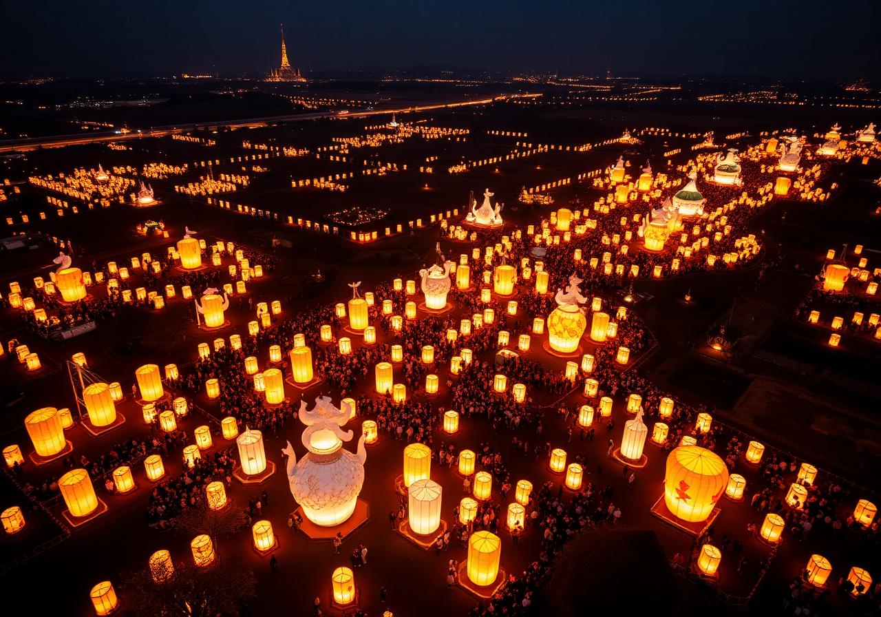 Aerial view of lantern festival