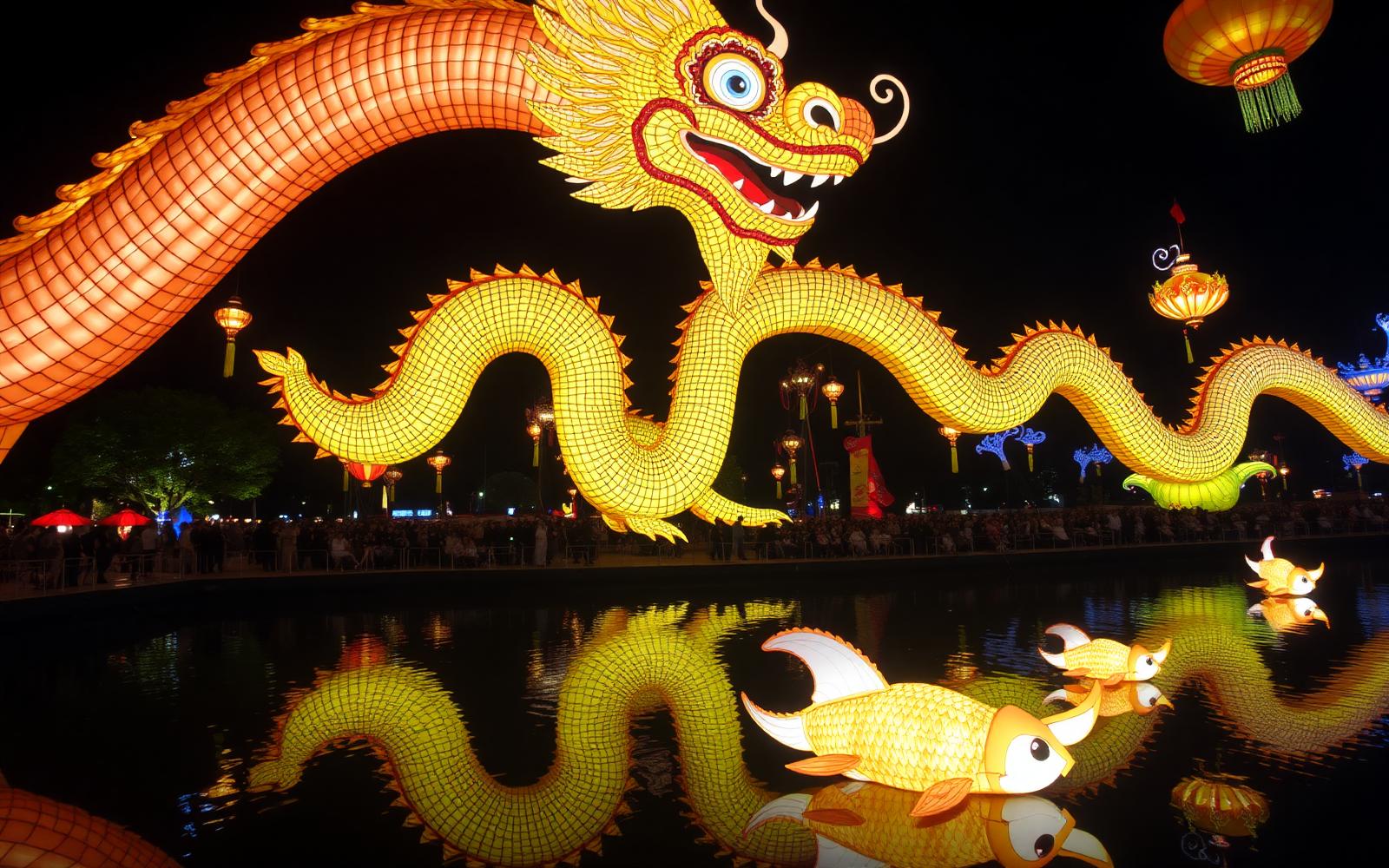 Emerald Dragon lantern festival installation